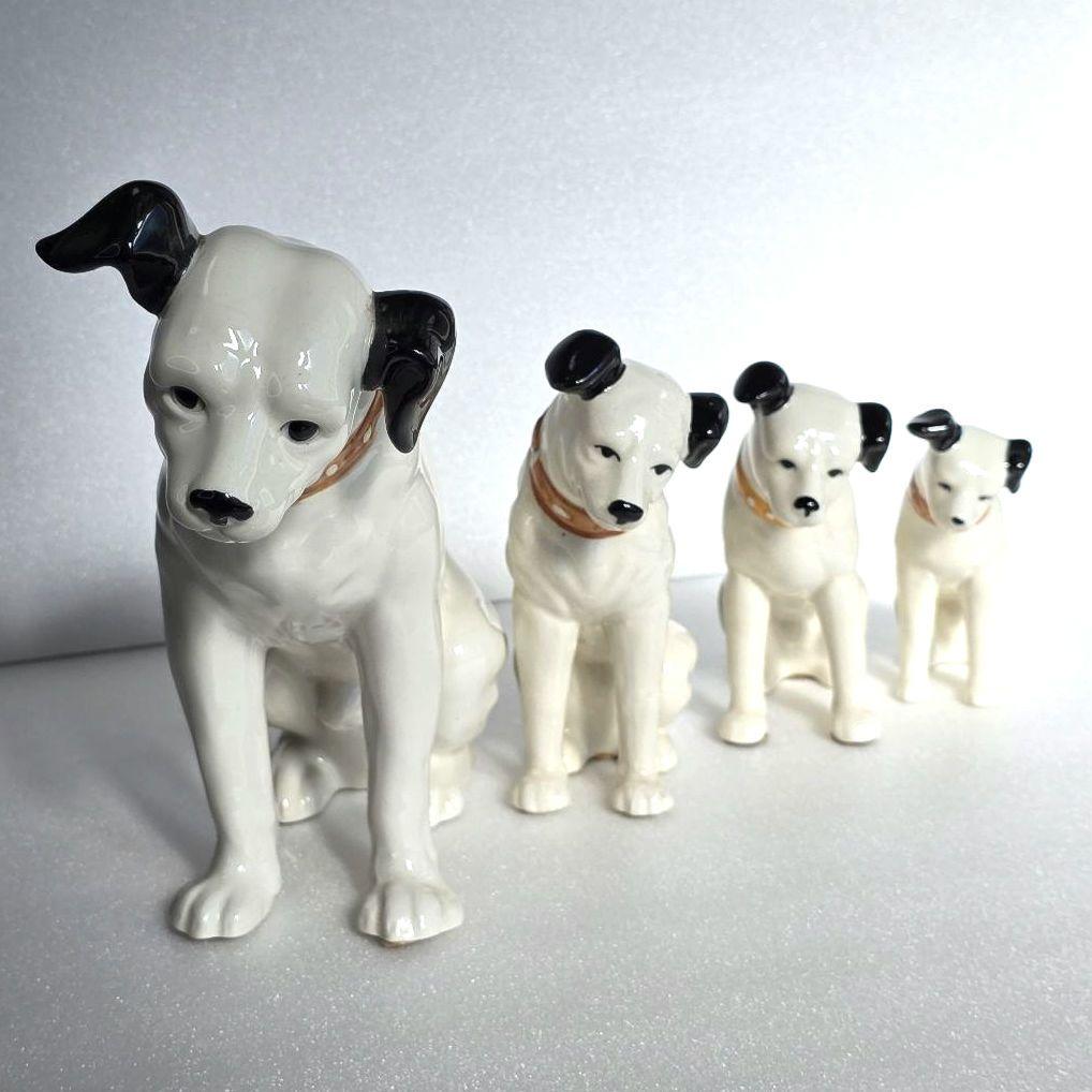 Victor ビクター ニッパー 犬 置物 4体セット 23〜11㎝ 昭和レトロ