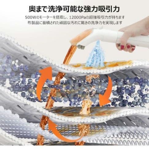 カーペットクリーナー 400W 強力吸引 60℃お湯対応 自動洗浄 染み抜き