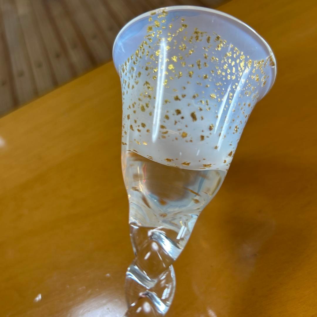 作家　ガラス作家　上島あいこ　酒器　酒盃　　グラス　2種　金彩　金箔　吹きガラス