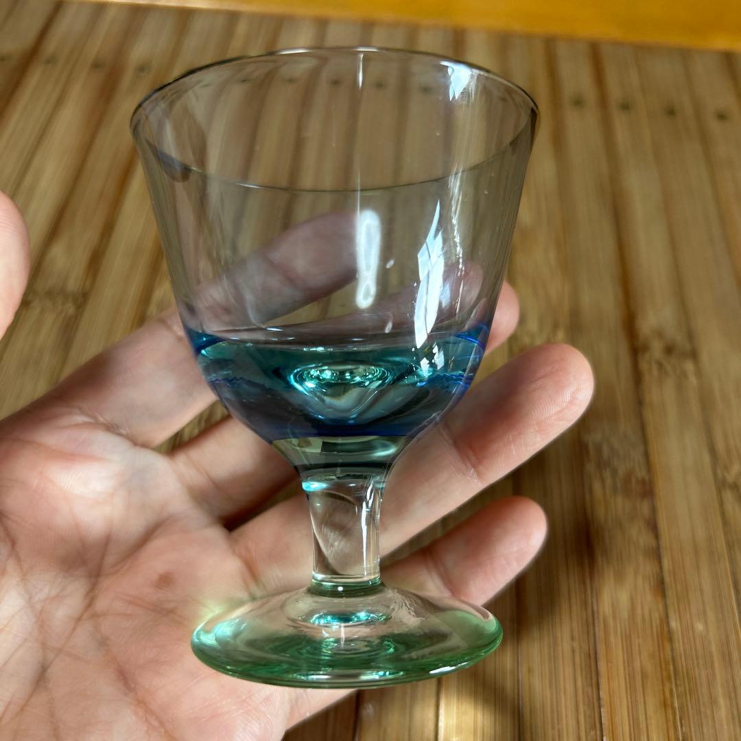 作家　ガラス作家　上島あいこ　酒器　酒盃　　グラス　2種　金彩　金箔　吹きガラス