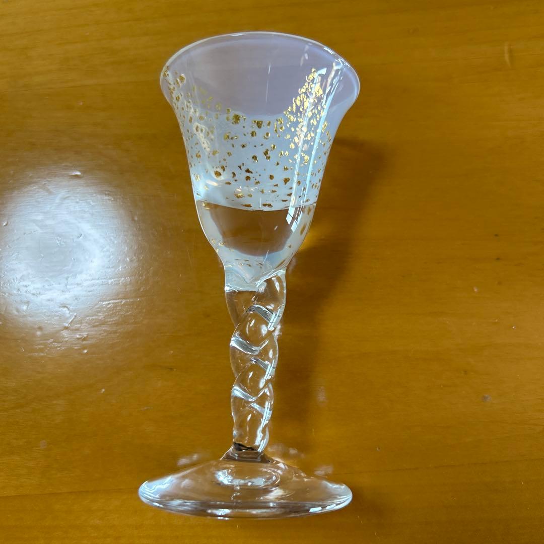 作家　ガラス作家　上島あいこ　酒器　酒盃　　グラス　2種　金彩　金箔　吹きガラス