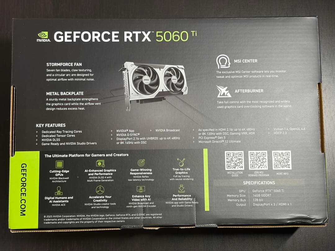 【新品未開封】MSI GeForce RTX 5060 Ti 16G VENTU