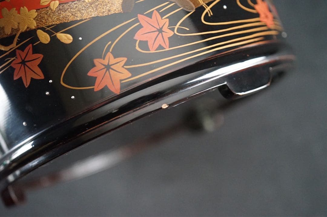 花筏蒔絵 手桶水指 時代物 共箱 茶道具