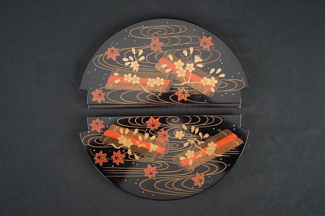 花筏蒔絵 手桶水指 時代物 共箱 茶道具