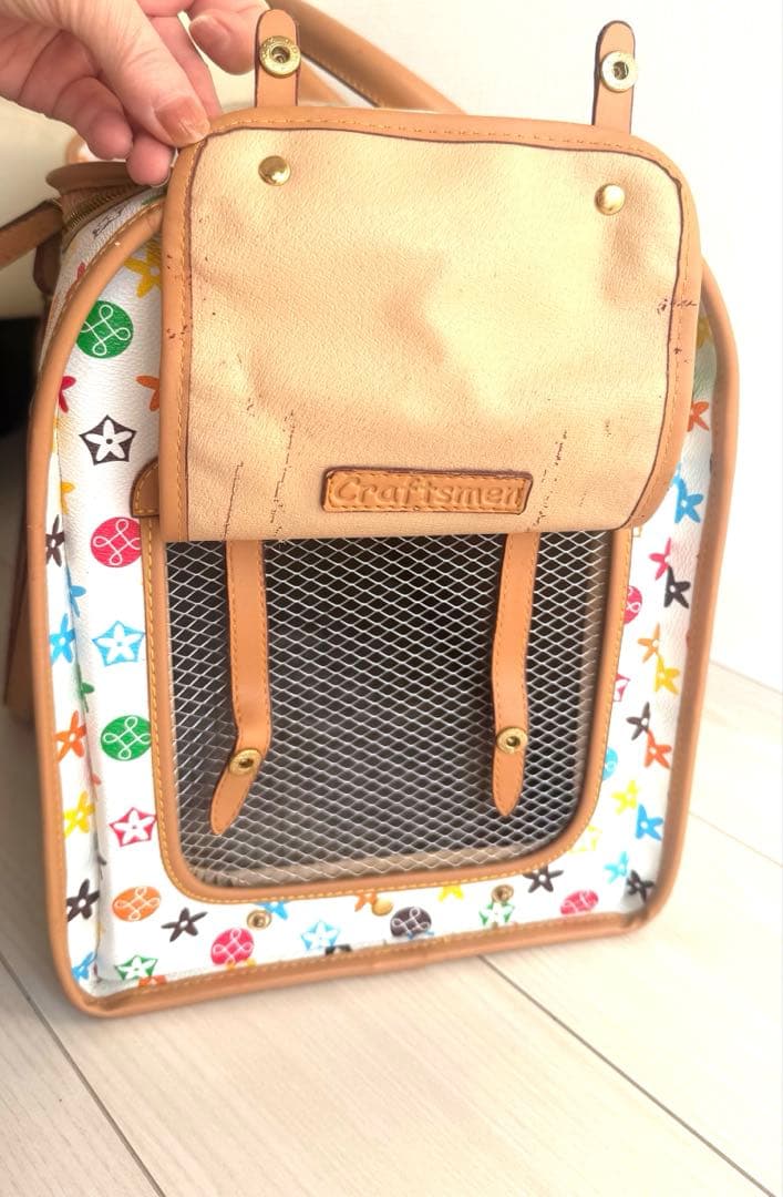 【希少品】猫用キャリーバッグ★モノグラム調デザイン★ペットキャリーバッグ