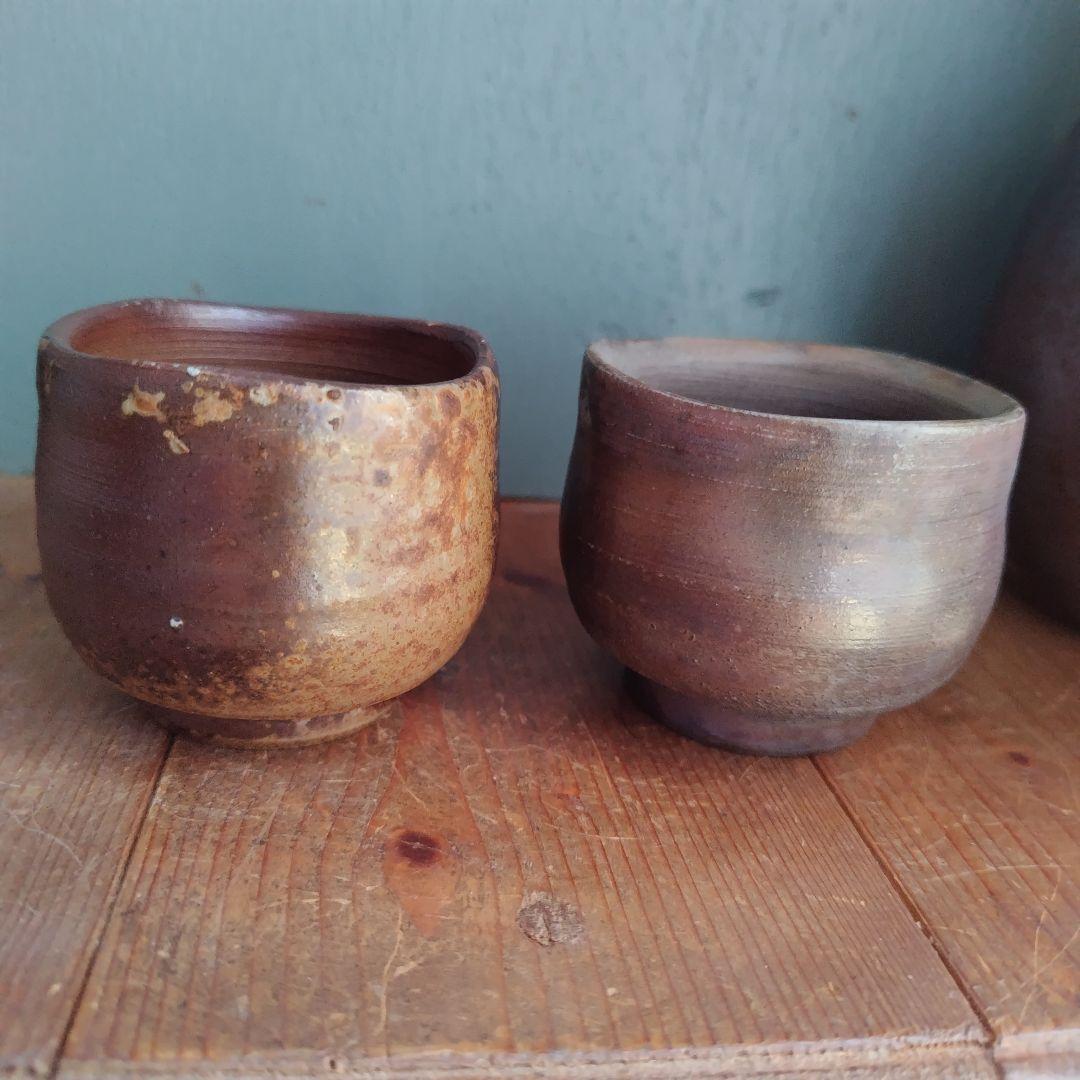 備前焼　清水賢司　徳利＆ぐい呑２個　岡山伝統工芸品　酒器