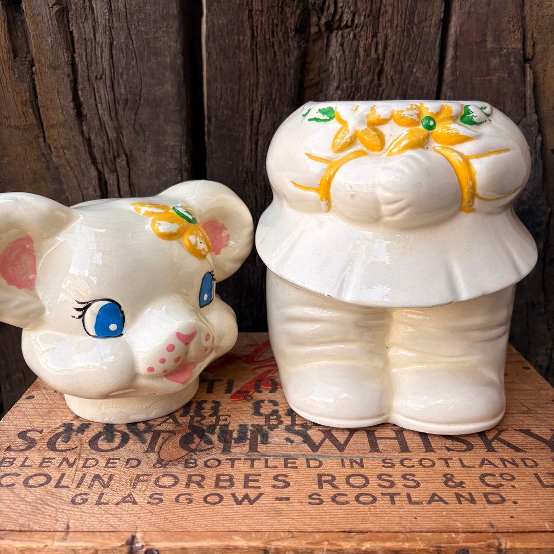 【1940s USA vintage】クッキージャー 小物入れ クマ　ビンテージ