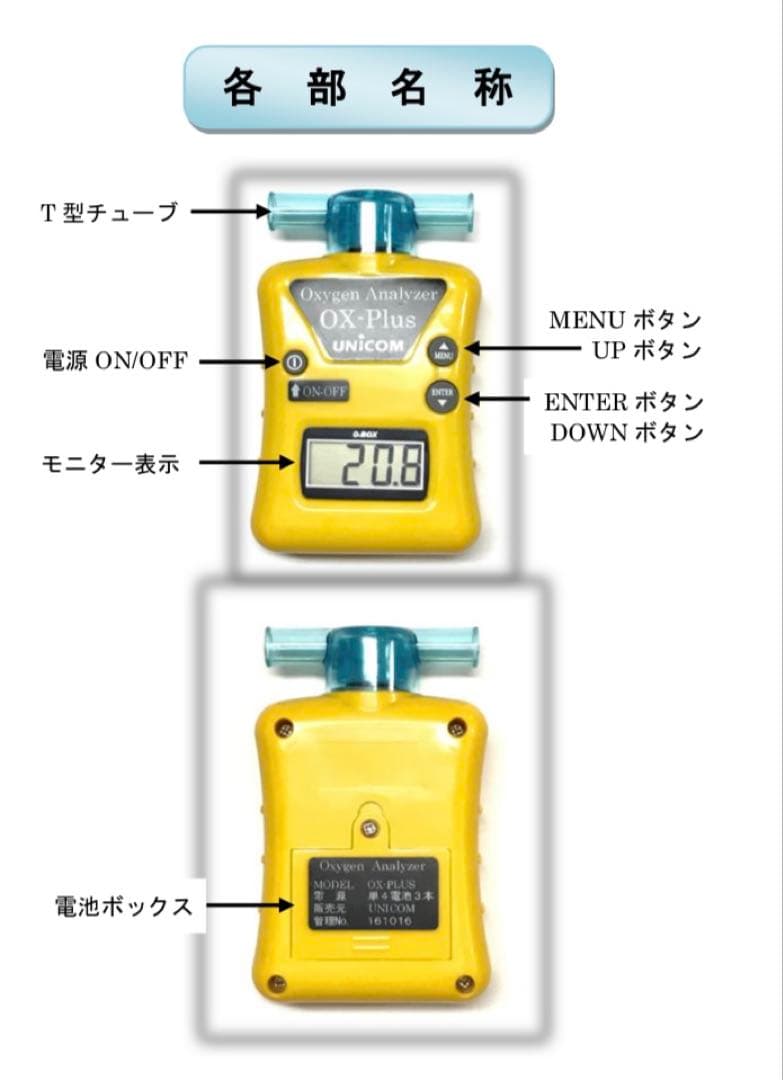 酸素濃度計 OX-Plus ユニコム Oxygen Analyzer