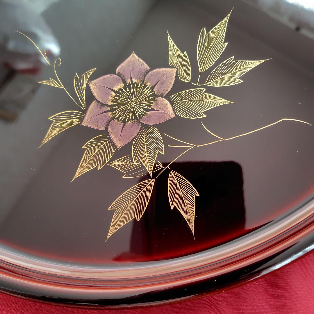 mipo 鉄仙の花柄漆器盆　輪島田中屋　2枚