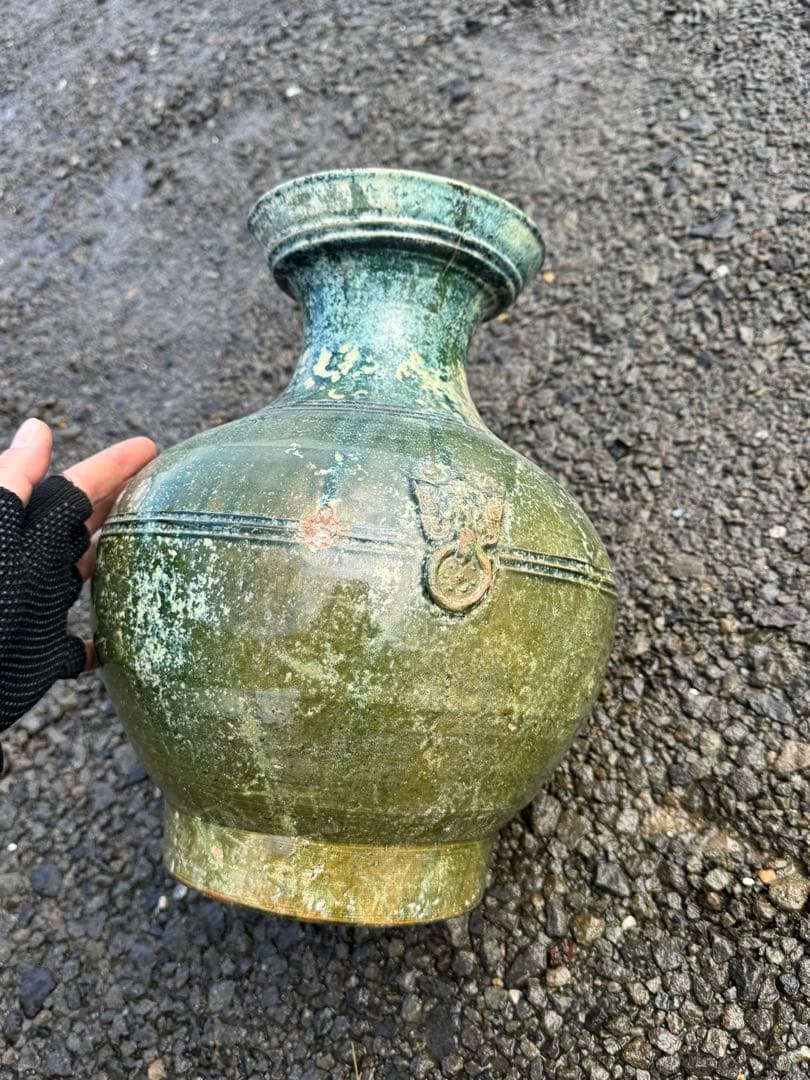 ‼️早速最後の値段‼️リサイクルFORT‼️本日買取①中国製で漢時代の緑釉双獅子耳付き