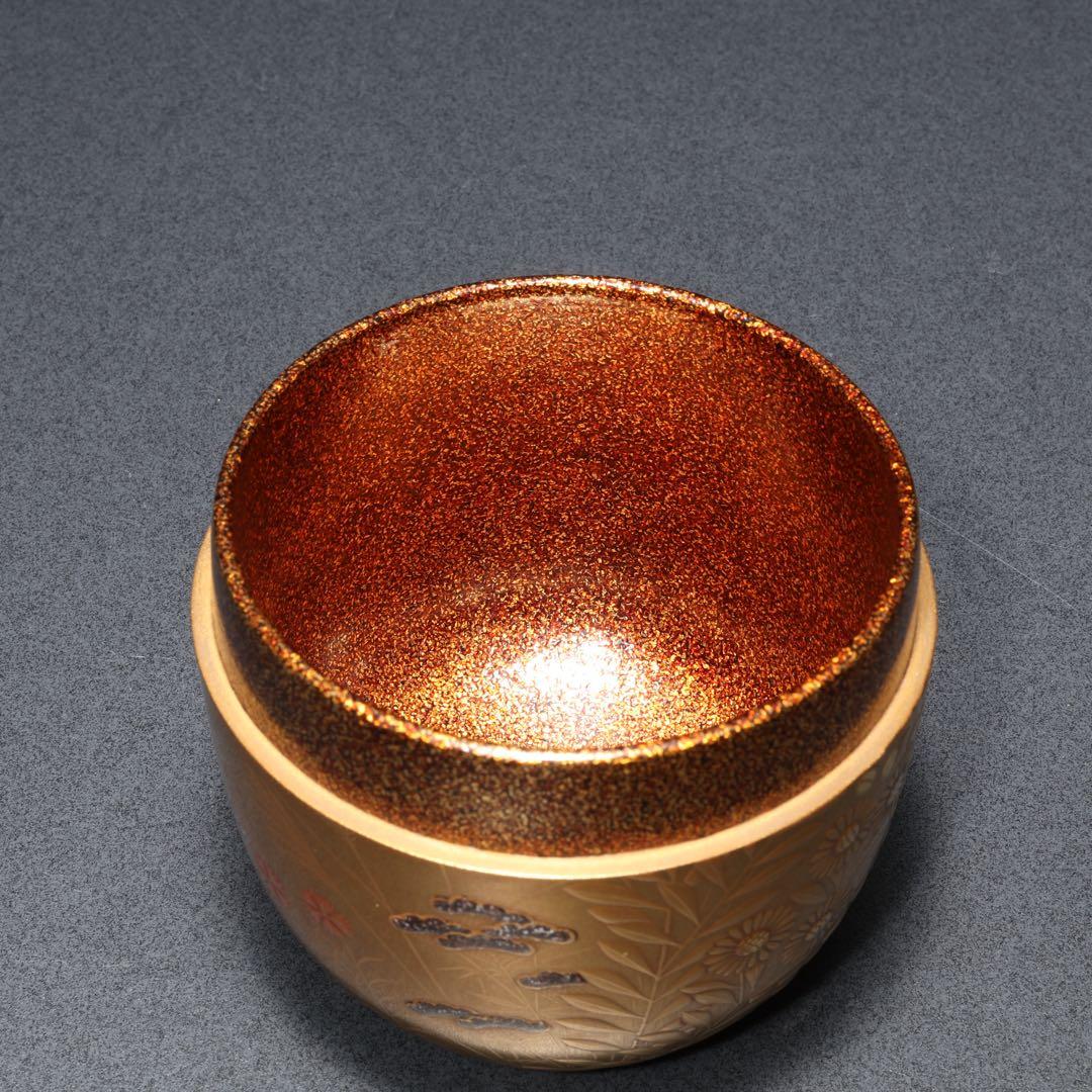棗　秋草文　清水宗水　金蒔絵　共箱　R1690P2