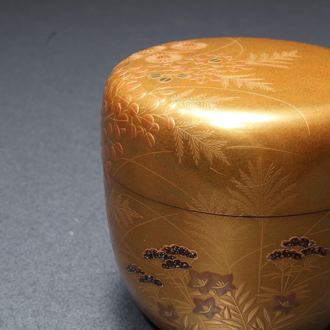 棗　秋草文　清水宗水　金蒔絵　共箱　R1690P2