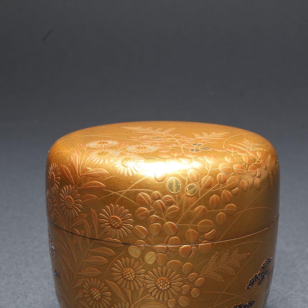 棗　秋草文　清水宗水　金蒔絵　共箱　R1690P2