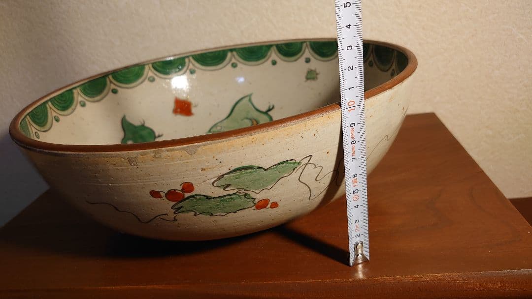 九谷焼　大鉢　波千鳥　色絵　大丼　千鳥　アンティーク九谷焼　茶道具　１客