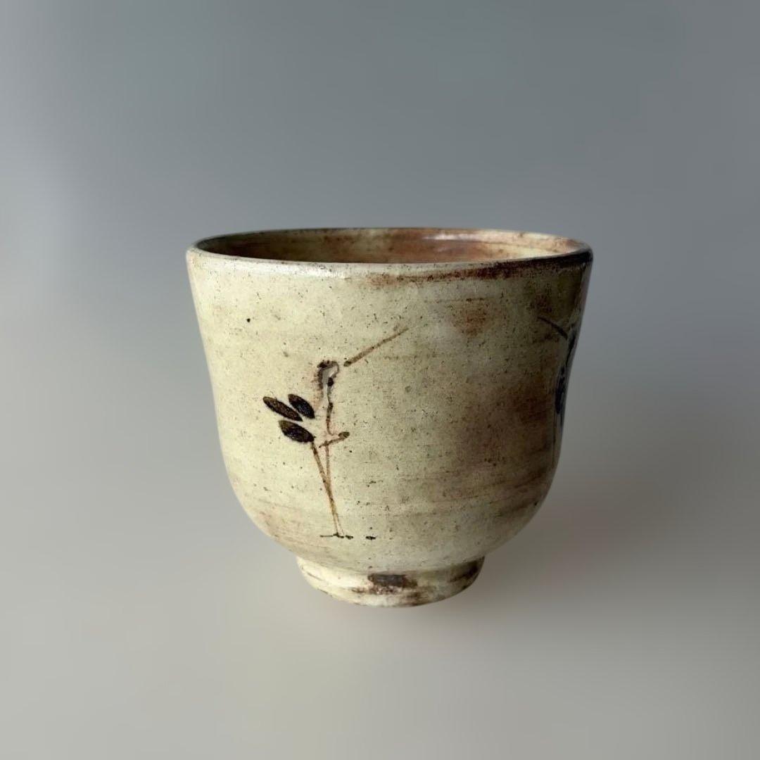 「御本立鶴」筒茶碗