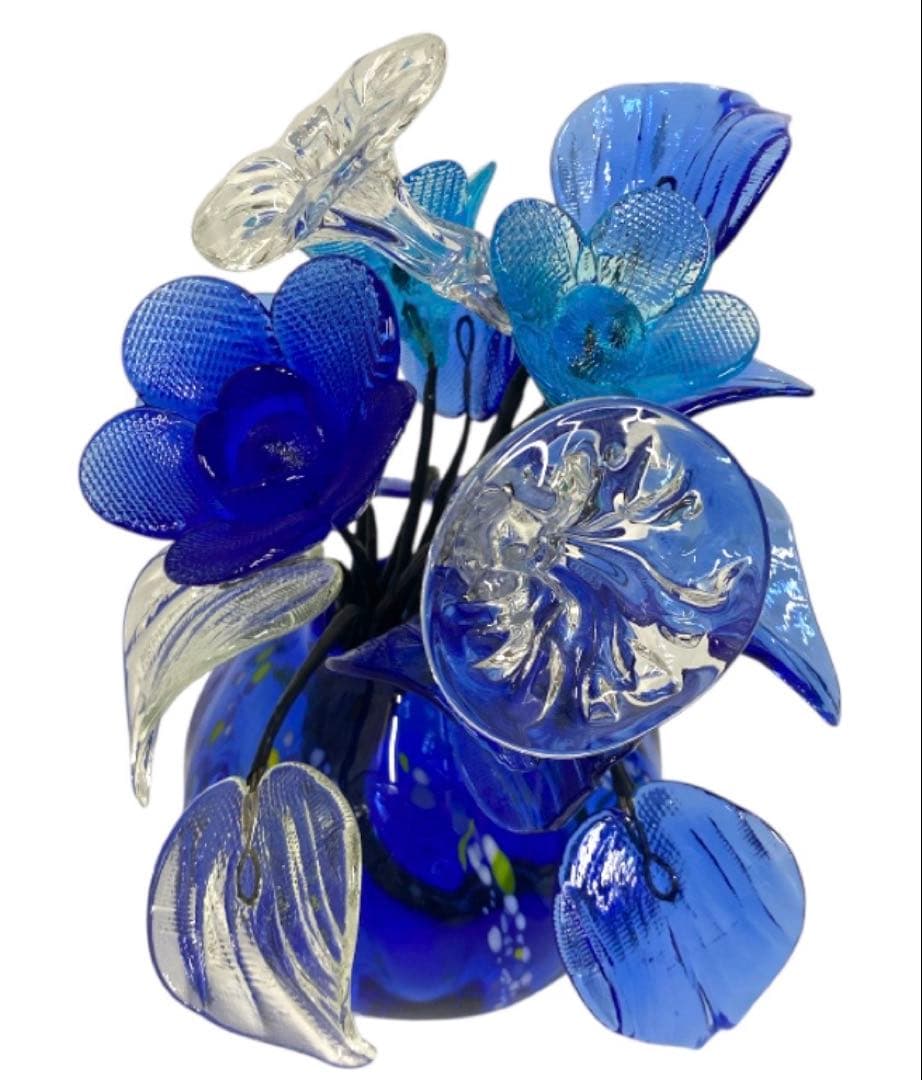 沖縄工芸村　琉球ガラス　フラワー(花)花瓶入り　オブジェ　25シ209