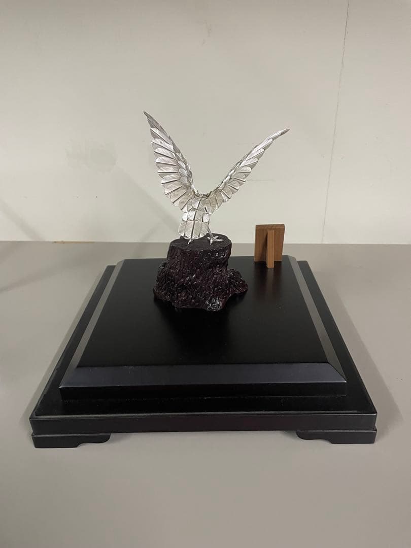 純銀製 麗鳥 白鷹 光則作 専用ガラスケース付属 大淵武則 置物 骨董品 レア