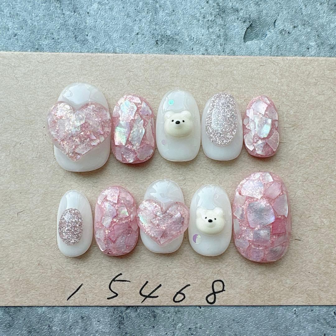 ネイルチップニュアンスマグネットぷっくりチューリップミラーリボン984