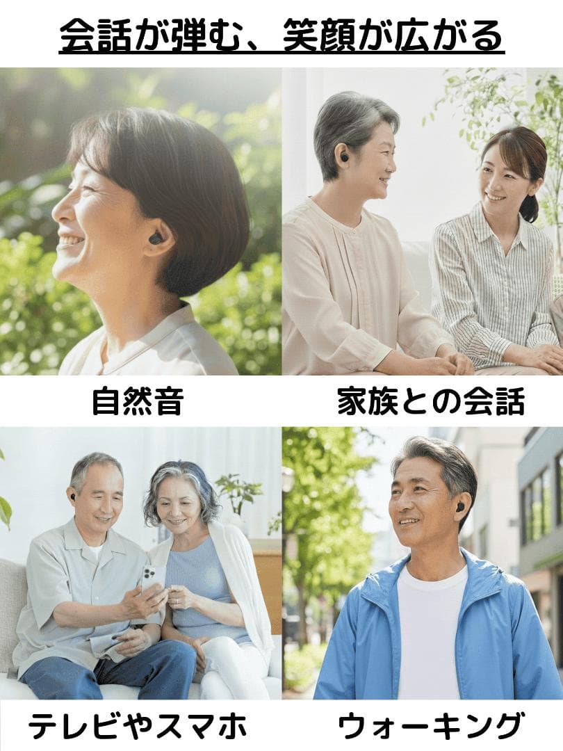 集音器 耳穴式 両耳対応 USB充電 ワイヤレス イヤホン 小型 軽量 粋