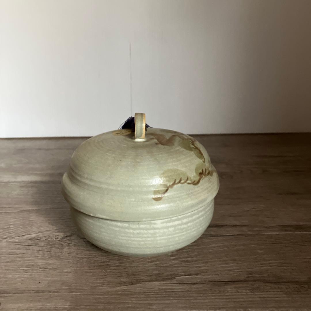 D-4② 和食器 蓋物 陶器 蓋付き鉢 菓子鉢 松絵付け タッセル付き 小物入れ
