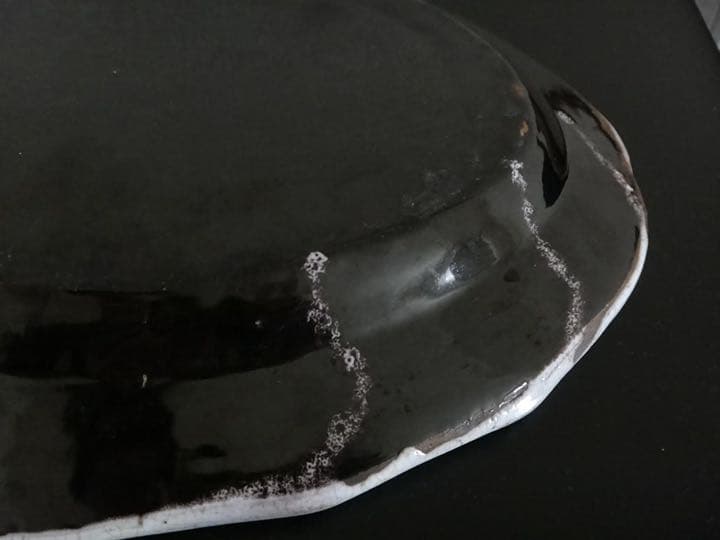 37cm特大皿　18-19世紀　キュノワール 花リム皿　Cul Noir