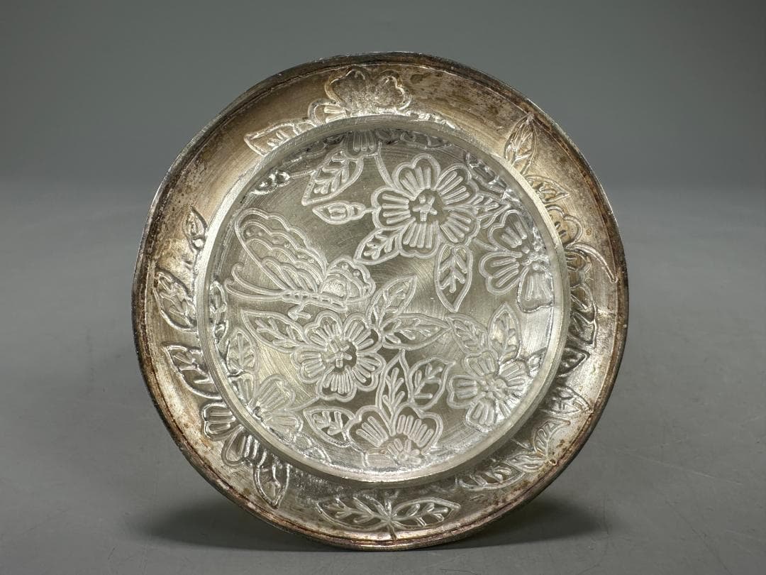 UM9-2S65　韓国美術　純銀製　七宝焼花卉文蓋物　重さ165g　美品　共箱