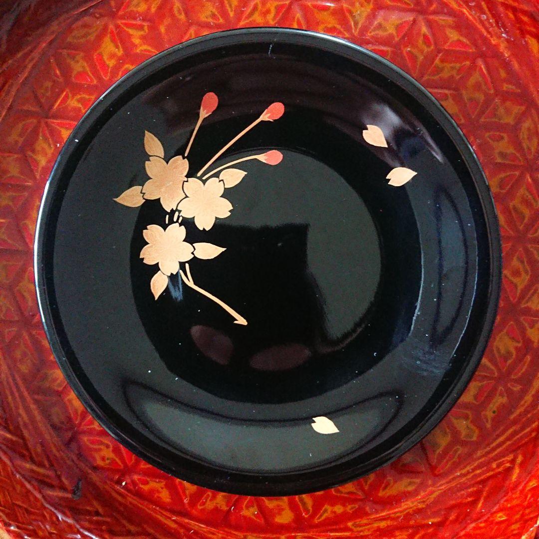 桜づくし 漆器 銘々皿 小皿 蒔絵 黒/輪島塗 越前漆器 茶道具 骨董 椀 印判