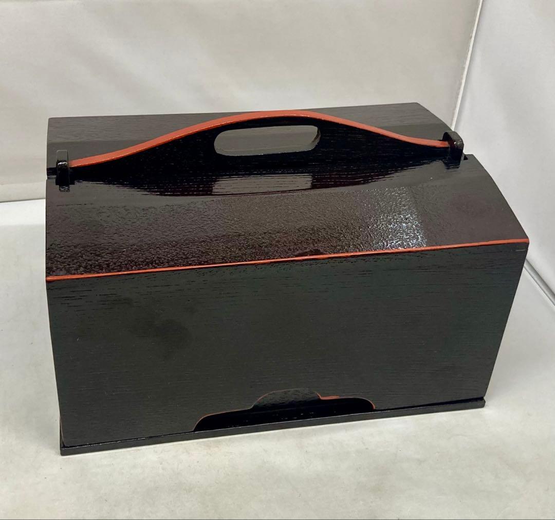 B594b 「手付き茶箱・茶碗・棗」 3点セット　茶碗-波六作　茶道具