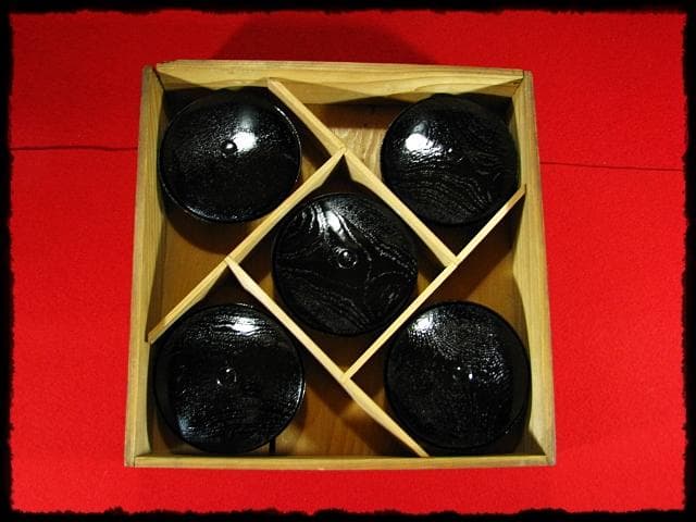 石田 東雲堂識 東大寺大仏殿 欅 茶托台蓋 五客 茶道具 b969