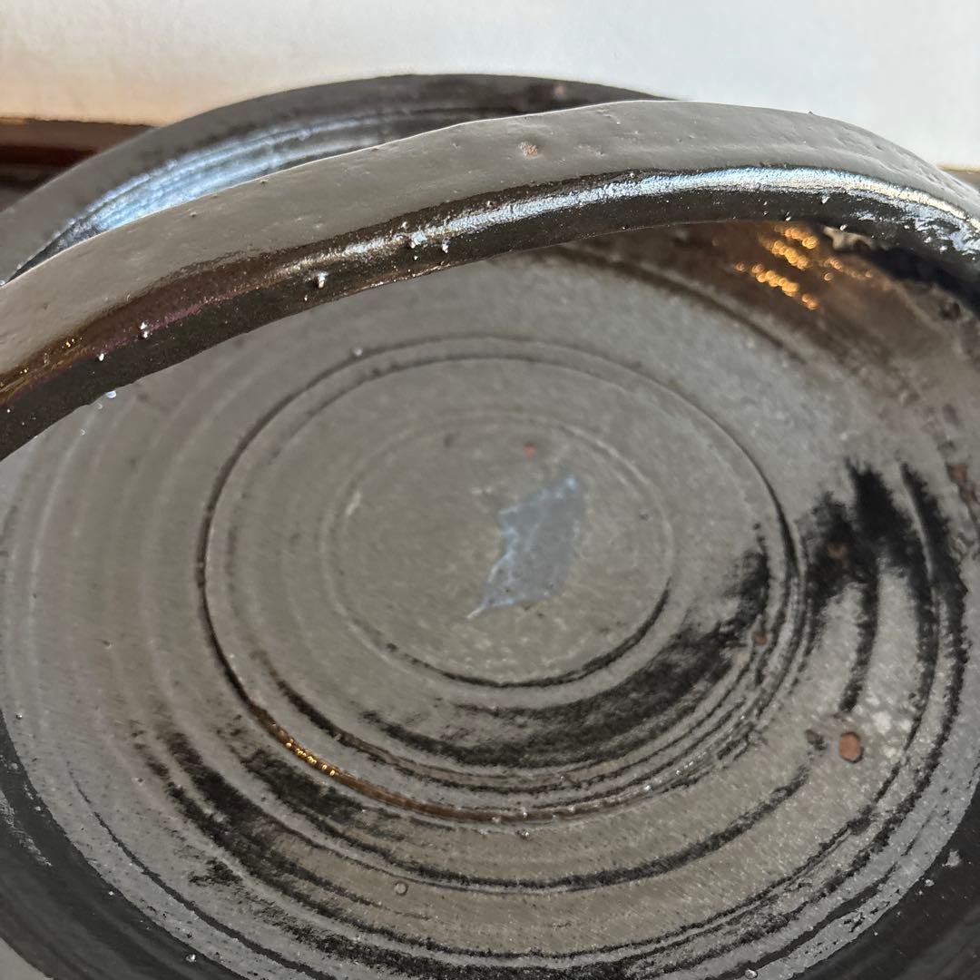 大皿　手付き　鉢　花器　皿　食器　インテリア　焼物　工芸　美術品　黒色　芸術