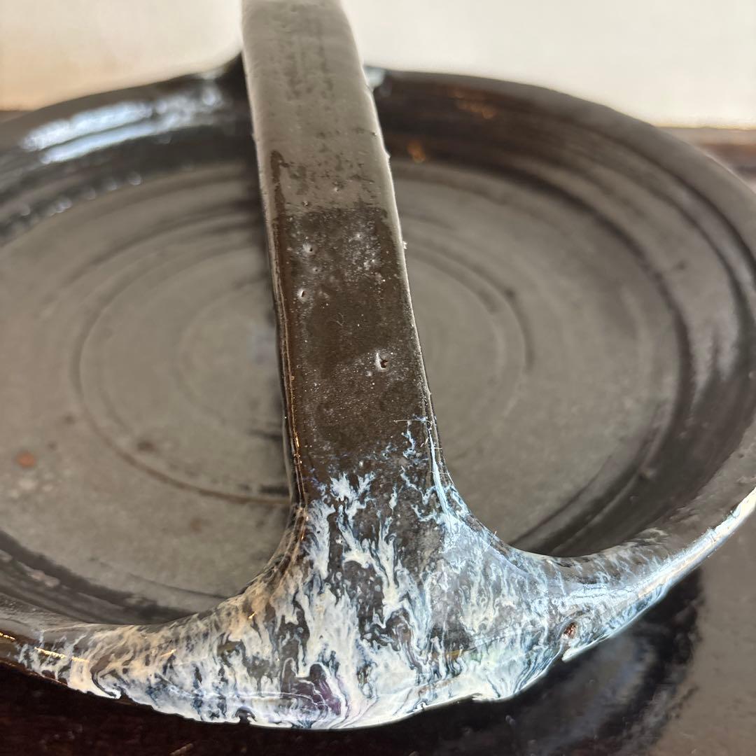 大皿　手付き　鉢　花器　皿　食器　インテリア　焼物　工芸　美術品　黒色　芸術