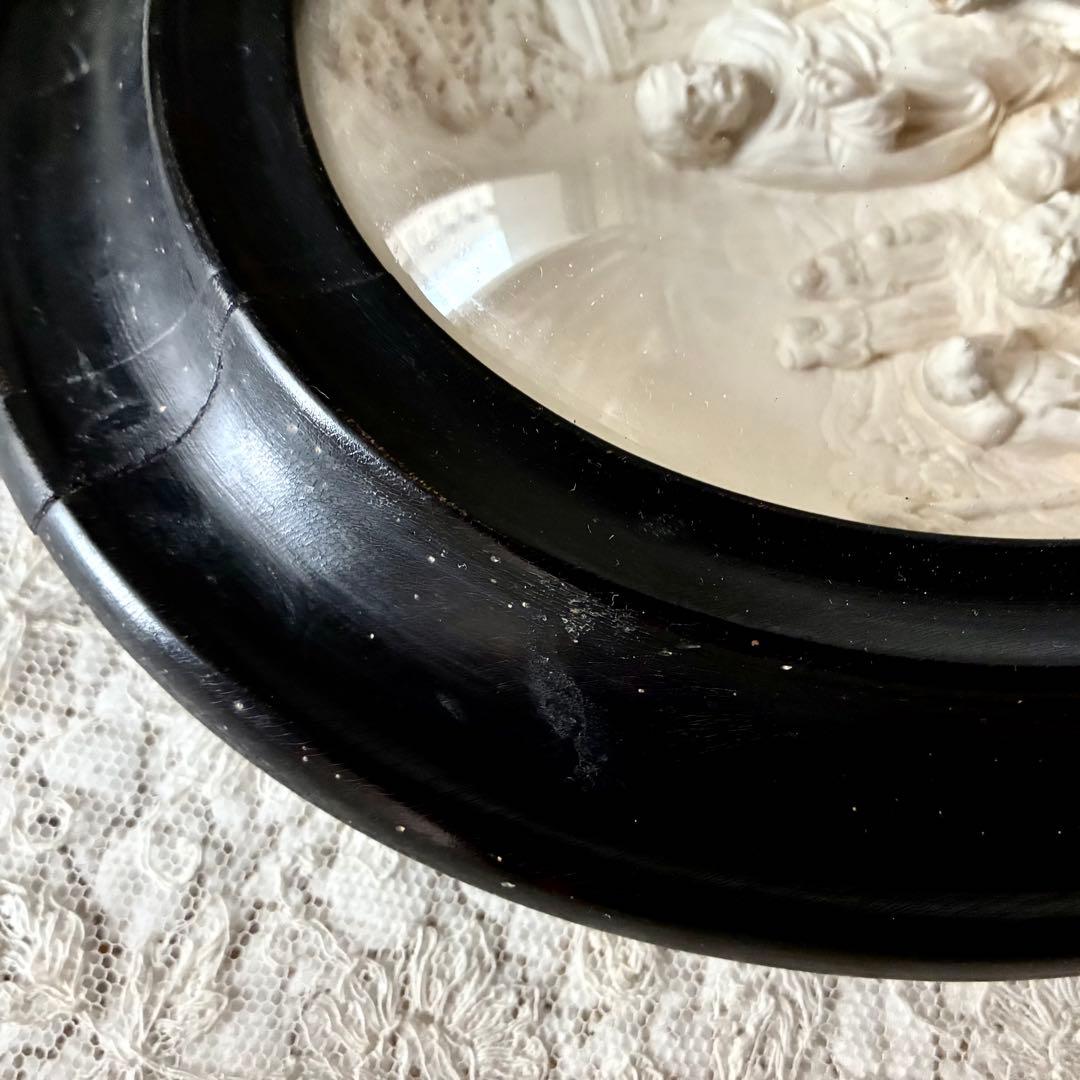 【希少】キリスト礼拝群像メダイヨン27cm 彫刻天使マリア　フランスアンティーク