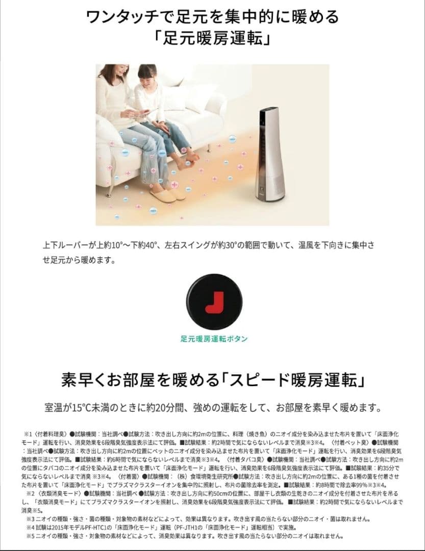 (極美品)SHARP 2022年製 スリムイオンファン 冷暖房 PF-JTH1