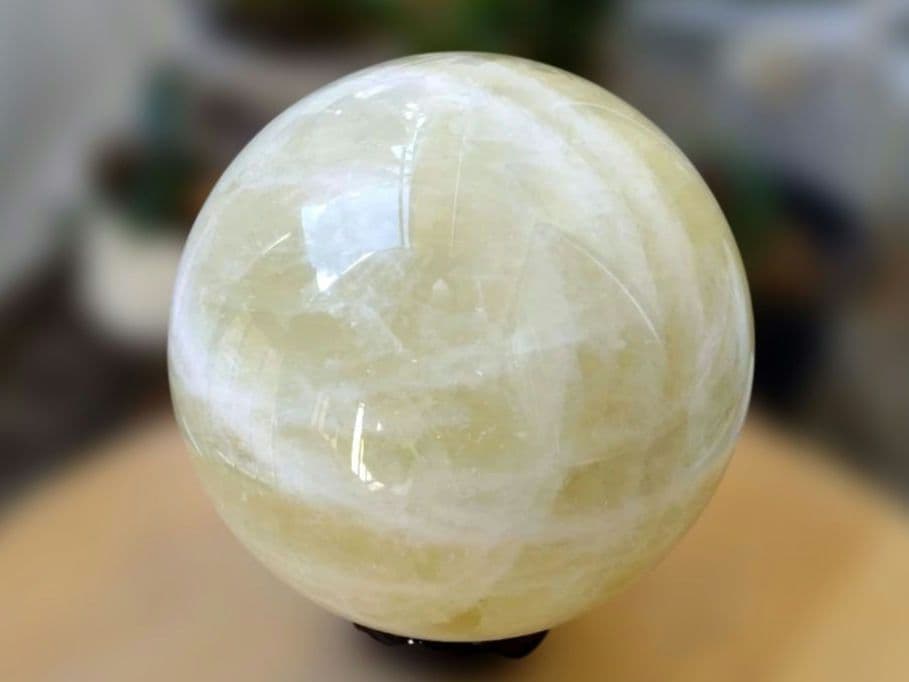 【割引大特価】シトリンクォーツ 黄水晶 丸玉 スフィア 2.5Kg 木製台座付き